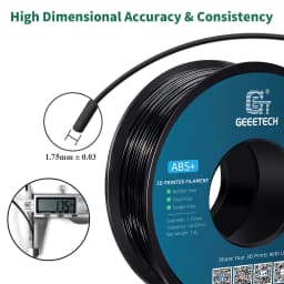 Geeetech ABS+ 3D Filament 1.75mm 1KG Plastic, 3D Printer Material, Tangle-Free, Non-Toxic, Vacuum Packaging White Black
