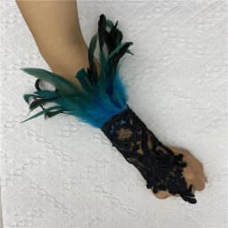 1PC Sexy Lace Feather Gloves Gothic Mesh Sleeve Halloween Party Wedding Stage Dance Performance Sleeve Wrist Cuffs Gloves