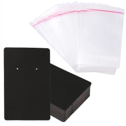 50/100pcs Earring Holder Cards and Clear Self-Sealing Bags Set Paper Display Cards for Necklaces Stud Earrings Jewelry Packaging
