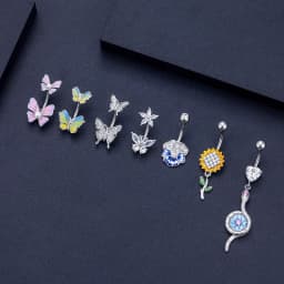 1PCS Butterfly Belly Button Rings Sunflower Navel Piercing Ring Navel Button Piercing Body Belly Piercing Jewelry 316L steel