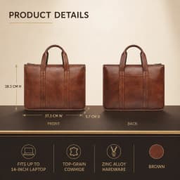 2026 New Men's Genuine Leather Briefcase Top-Grain Cowhide Vintage Business Handbag Shoulder Crossbody Messenger Bag