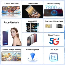 CHOTOG New Cell Phone C26 Ultra Smartphone Android 15 5G 7.3 HD Mobile Phones 22GB 2TB 7800mAh Octa Core Unlock Dual SIM 16+48MP Camera