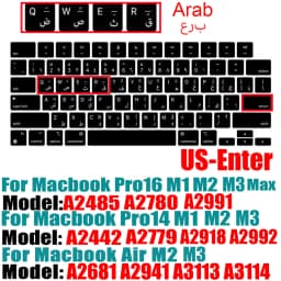 Compatible Keyboard Cover for 2022 MacBook Air 13.6 M2 A2681/2021 2023 MacBook Pro14 16 M1 A2442 A2485 A2779 A2780 with Touch ID