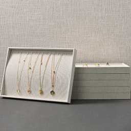 Oirlv 12/24 Grids Linen Jewelry Display Trays Stackable Ring Necklace Bracelet Pendant Showcase Display Tray Organizer Plate
