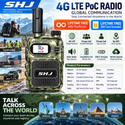 SHJ 4G LTE PoC Radio Global Network Walkie Talkie with SIM Card Lifetime Free XIN Platform Data Unlimited Groups Members Private