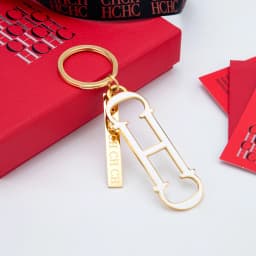 CH Shape Enamel Keychain Gold Tone Metal Car Key Holder Unisex Fashion Bag Charm Luxury Accessory Pendant Keyring