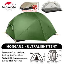 Naturehike Mongar UL PRO 1-3 People Tent 20D Ultralight Travel Waterproof Hiking Survival Outdoor Camping Portable Sun Shelter