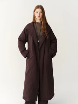 FSLE 2026 Winter Women's Commute Stand Collar Direct Down Fill Trench Inspired Down Mid Long Puffer Coat Warm Quilted Outerwear