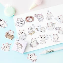 45Pcs/Box Black Cat Theme Stickers Decoration Kawaii Cute Cats Stickers Self-adhesive Scrapbooking Stickers For Laptop Planners