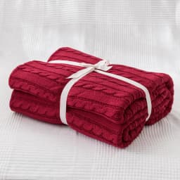 Battilo Cotton Knitted Throw Blanket Soft Cozy Cable Knit Sofa Throws Large Heavyweight Decorative Blanket for Twin Queen Bed