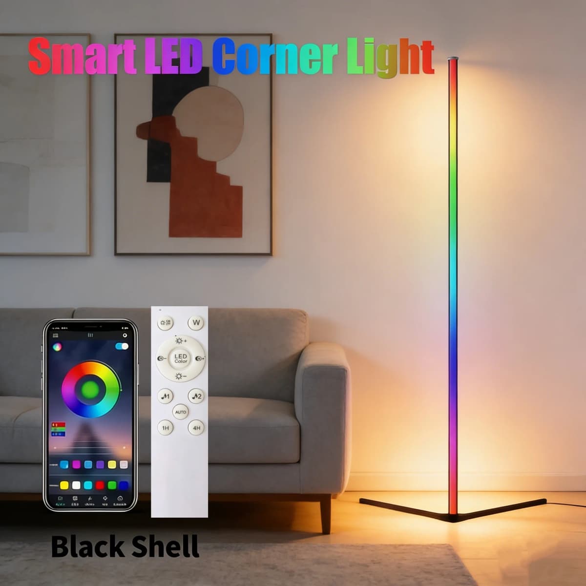 RGB LED Smart Modern Floor Lamp Music Synchronization 16 Million DIY Color Change Suitable for Gaming Room Parties, Etc.