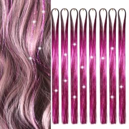 Gold and Silver Hair Sequin Set with 8 Pieces of 1600 Strands of Sparkling Hair for Christmas and Halloween Parties