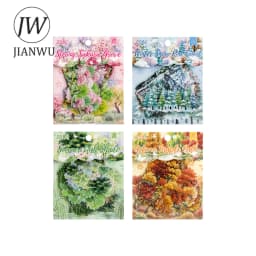 JIANWU Vintage Seasons Forest Tree Landscape Material Collage Scrapbooking PET Sticker Creative DIY Journal Stationery