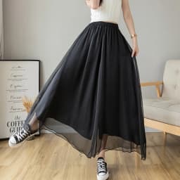 Spring Summer Thin Chiffon Wide Leg Pants Women's New High Waist Draped Nine Points Skirt Loose Elastic Waist plus Size Pants