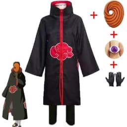 Naruto Akatsuki Tobi Cosplay Full Set: Obito Uchiha Costume with Coat, Mask & Jade Ring – Perfect for Cosplay Events