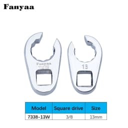 Fanyaa Hand Tool Individual 3/8 Inch Sqaure Drive Flare Nut Plum Hole Clamp Tool Wrench Head 10-19mm Replacement Part Head