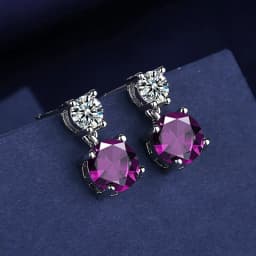 925 Sterling Silver Geometric Stylish Simple Round Zircon Multicolor Women's Daily Elegance Stud Earrings