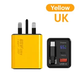 65w GaN Charger 22.5wUSB+Type-C PD20w+22.5w Type-C Cable Fast Charging Digital Display Phone Adapter For iPhone 15-17 Cellphones