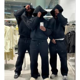 Casual Solid 2 Piece Set Hooded Pullover Straight Pants Tracksuit For Male Fashion Loose Hoodies Sweatshirt Wide Leg Sweatpants