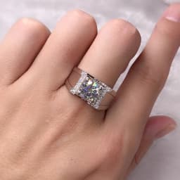 Buyee 925 Sterling Silver Wedding Ring Light Zircon Simple Ring for Man Fashion Classic Big Fine Jewelry Circle