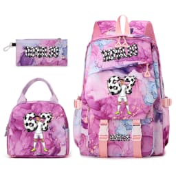 Cr7 Ronaldo 67 Print Student Backpack Set with Lunch Bag Pencil Case Teen Girls School Travel Daypack