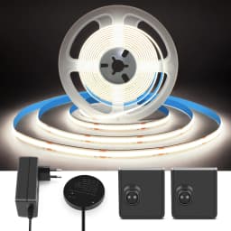 Dual Wireless Moveable PIR Motion Sensors 10M 5M COB Strip Light Set DC24V 320LEDs/M High Bright For Bedroom Corridor Stairs