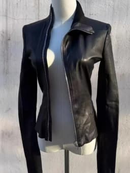 Black Slim Long Sleeve Leather Jacket Women Darkly Gothic Zipper Thin Skinny Coat Female Hepburn Y2k Vintage Clothes Hot Girl