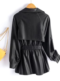 Haining Real Leather Jacket Women's Short Style Belted Slimming Vintage Sheepskin Coat Outerwear Fashionable Business Commute