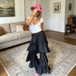 Chic Women's Solid Cascading Ruffles Flare Pants Chiffon High Waist Female Black Trousers 2026 Summer Lady All-match Trouser New