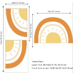 Half Sun Wallpaper Decal Sunshine Vinyl Wall Stickers Boho Nursery Baby Room Wall Stickers Self-Adhesive Bedroom Home Decor