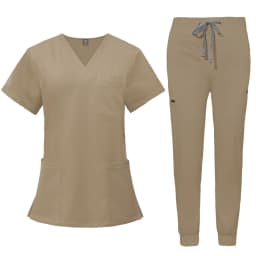 Short Sleeve V-neck Tops+jogger Pants Set Scrubs Uniform Suit Nursing Uniform Women Multicolor Pet Doctor Scrub Medical Workwear