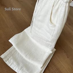 White Linen Wide-leg Pants Women's Summer 2025 New Cotton and Linen Casual Breathable Ice Silk Sunscreen Pants
