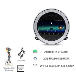 8+256G 7" Auto Android 14 Car Radio GPS Player Carplay Navi Bluetooth 4G LTE Wifi For BMW Mini Cooper R56 R57 R58 R60 2007-2013