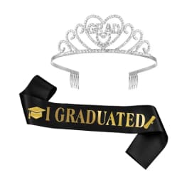 2024 Graduated Satin Sash Glitter Crown for Graduation Party Decoration Balloons Photo Booth Props Bachelor Graduated Supplies