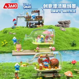 JAKI Blue Elf Building Blocks Drifting Bottle Series Anime Cartoon Assembly Toy Model Desktop Decoration Ornament Children Gifts