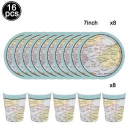 Global Travel Disposable Tableware Plates Cups Hanging Spiral Cake Topper Balloons Adventure Retirement Graduation Party Decor