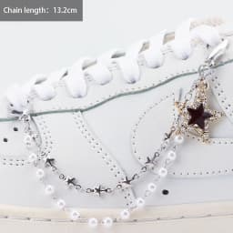 1PC Heart Star Pearl Shoe Laces Chain Punk Luxurious Diamond DIY Detachable Studded Pentagram Shoelace Accessories Jewelry Penda