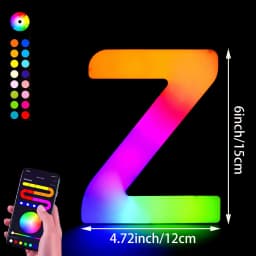 1PC Smart LED Letter Light - DIY RGB Marquee App Control Music Sync Indoor Sign Game Holiday Party Wedding Graduation Season A-Z