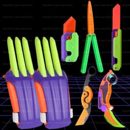 New 3D Mini Butterfly Knife Printing Gravity Knife Cub Jumping Small Radish Knife Mini Model Pendant Push Card Decompression Toy