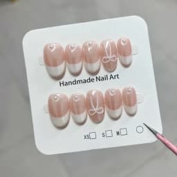 10pcs Handmade Nail Tips Star French Press on Nails with Sticky Tabs Autumn Fake Nails for Women Holiday Prosthetic Nail Set