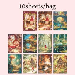 10 Sheets/Bag Dreamy Fairy Tale Theme Background Stickers, Fit for DIY, Scrapbook, Phone Case, Notebook & More Decorations