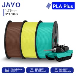 JAYO 3*1.1KG PLA + Filament 1.75MM PLA Plus 3D Printer Filament 1.1KG/roll For FDM Neatly Wound Coloful 3D Printing Material for 3D Printer & Pen