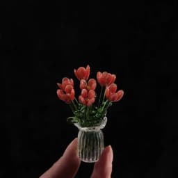 1Set Dollhouse Simulation Mini Flowers Handcrafted Floral Sculpture Floral Bouquet With Vase Lifelike Glass Flowers Gift