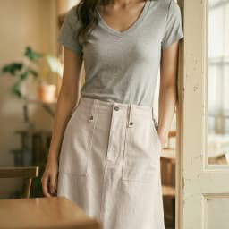 Maden Women's Cargo Skirt A Line Midi Back Slit High Waist Vintage Off White Casual Zipper Skirt for Spring Summer