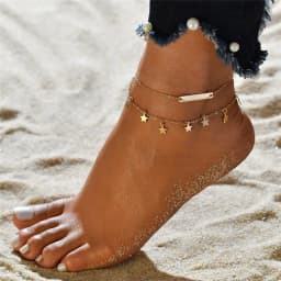 Modyle 2024 New Bohemia Handcuffs Anklet Multilayer Silver Color Foot Chain Fashion Ankle Bracelet For Women Beach Jewelry