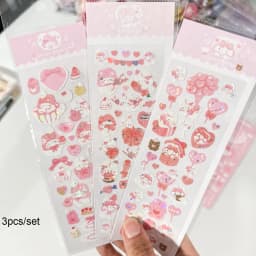SKYSONIC BOBO 5pcs/4pcs/3pcs Full Set Series Decorative Stickers Bubble Pink DIY Sticker Journal Junk Agenda Stationery Suppli