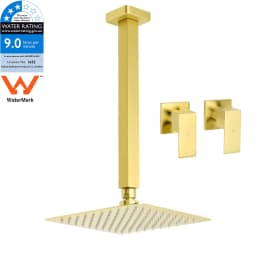 **Sydney Stock** KYLINS Brushed Gold Gun Metal Chrome Black 8-16'' Rain Shower Head Set Ceiling Arm Mixer Taps WELS WATERMARK