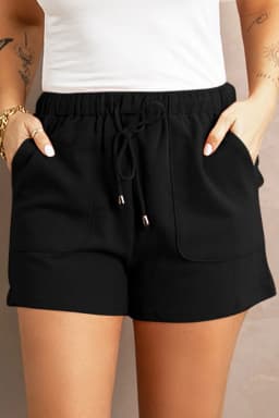 Summer casual pants women's solid color new high waist straight tube drawstring loose casual shorts women