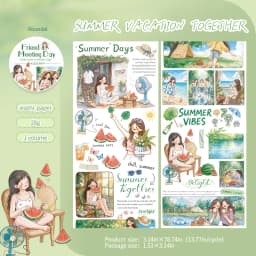 Journal GO 8cmx2m Washi Tape Sticker Set – Cute Friends Objects & Words Decals for Journaling Scrapbooking and DIY Card Crafts