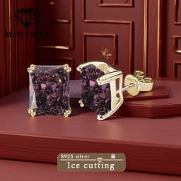 Bocarman Ice Cut Zircon Stud Earrings S925 Silver Paraiba Tanzanite Blue Mint Green Rectangular Multicolor Women Fine Jewelry